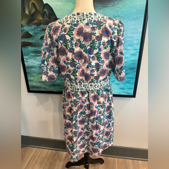 Boden Contrast Print V Neck Dress Size 12 - Picture 4 of 12